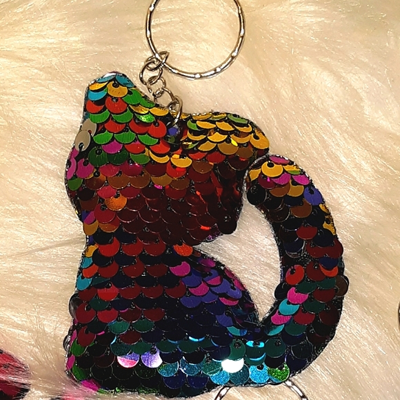 New Adorable Set of 5 Sequin Kitty Cat Keychain Purse charms 🐱🐈 - Picture 3 of 15